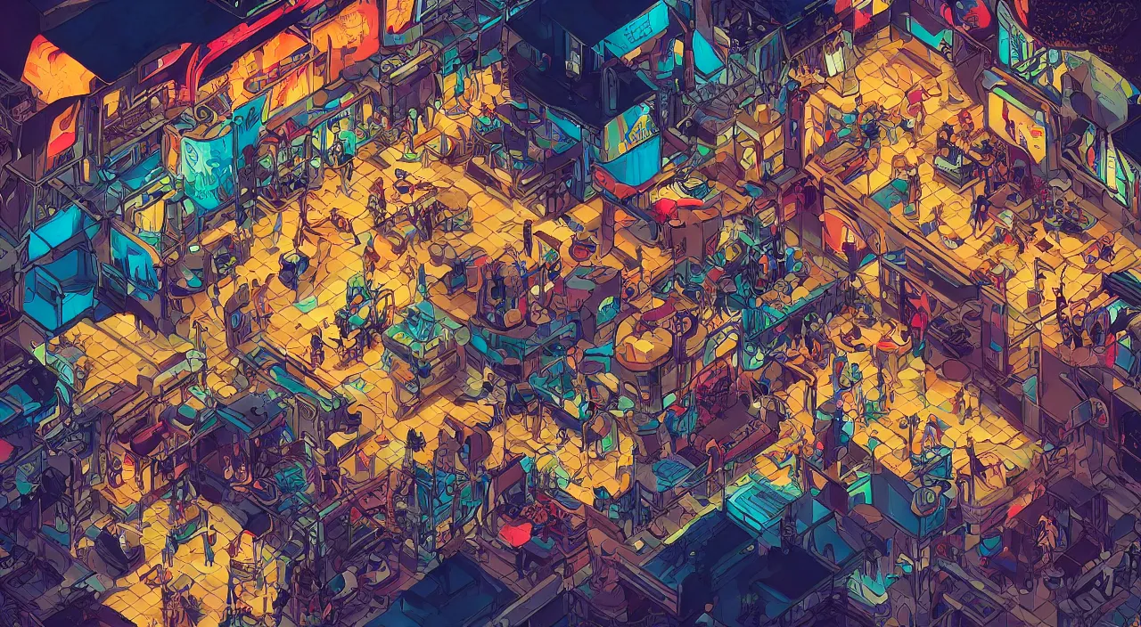 Image similar to vector cutout bazaar zouk oriantal multicolorful sky shine place mosquet painting stylized digital illustration video game icon global illumination ray tracing in borderlands by victo ngai, andreas rocha, john harris and feng zhu and loish and laurie greasley