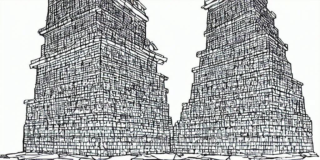 Prompt: simple line art of tower of babylon
