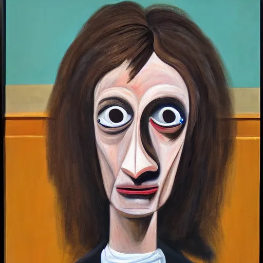 Image similar to George Condo surrealist portrait painting of a face