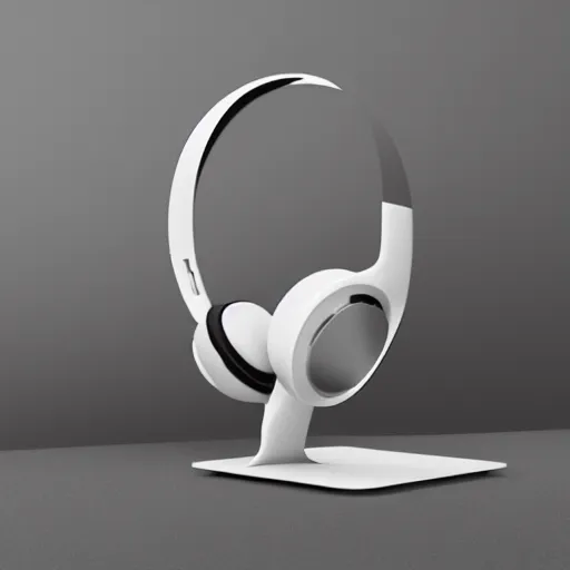 Image similar to wireless headphone stand, futuristic, techno, cyberpunk, product design, render, cute, swag, geometric, fun, iconic