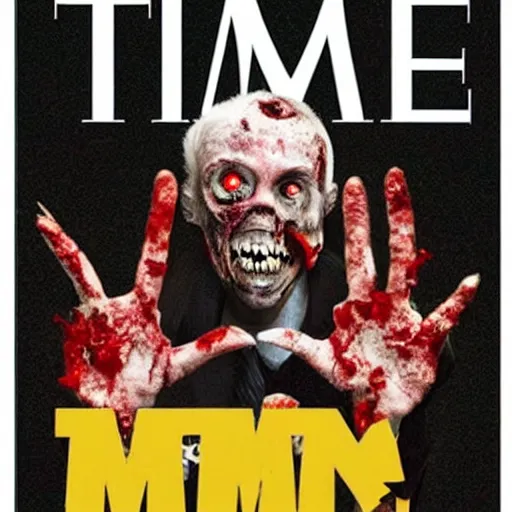 Image similar to TIME magazine presents a zombie as person of the year