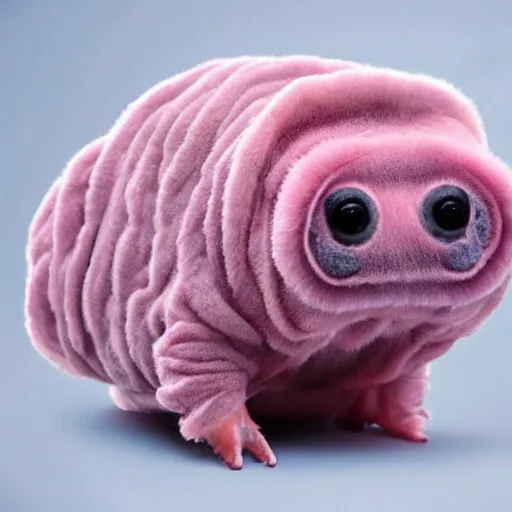 Image similar to A Tardigrade covered in pink fur