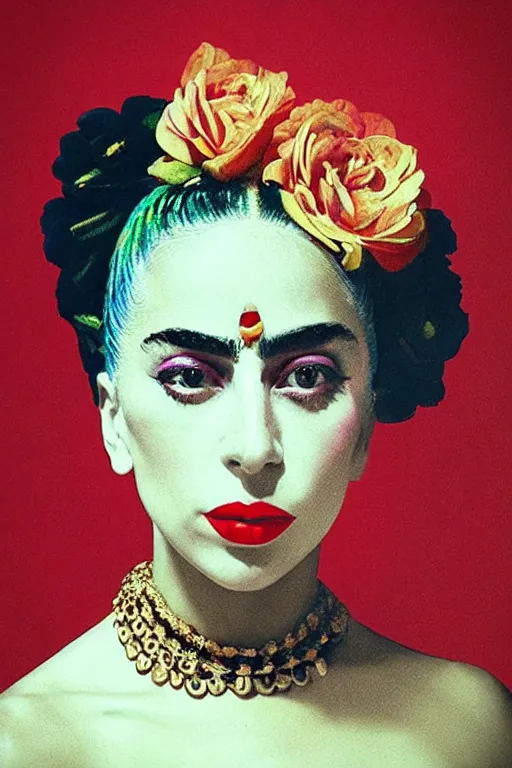 Image similar to Lady Gaga in Frida Kahlo style