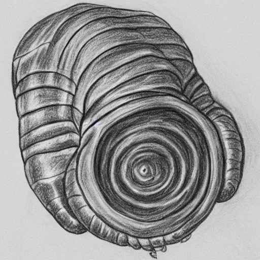 Image similar to pencil drawing of a tardigrade on a skateboard