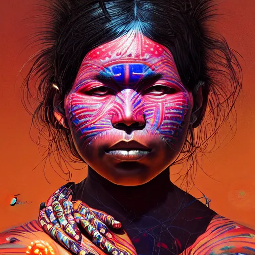 Prompt: aboriginal woman portrait soft light painted by james jean and katsuhiro otomo and erik jones, inspired by akira anime, smooth face feature, intricate oil painting, high detail illustration, sharp high detail, manga and anime 1 9 9 9