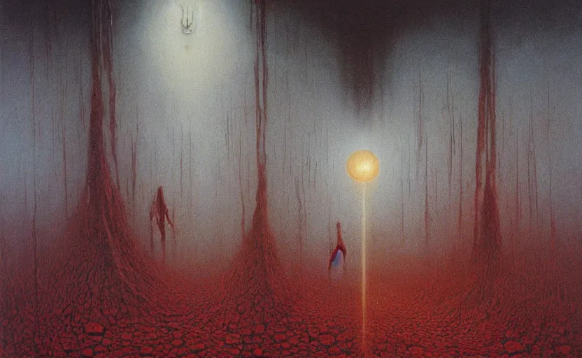 Image similar to A painting called life and death merge together, concept art by Beksinski, omnious, hihgly detailed,