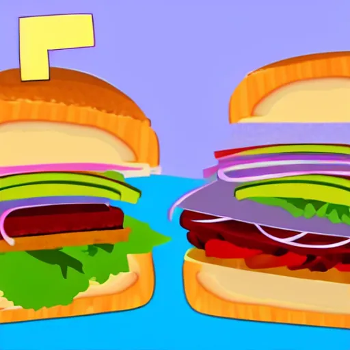 Prompt: image of a sandwich in disney style