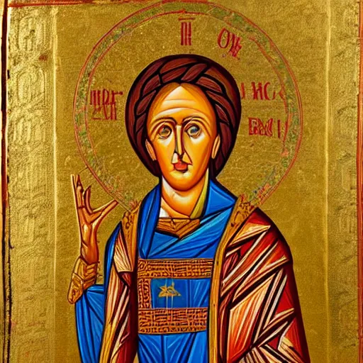 Image similar to A Byzantine icon of Margaret Thatcher, highly detailed, colorful, British museum