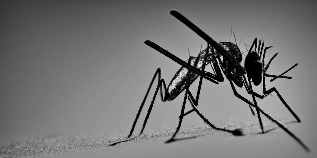 Image similar to extremely detailed macro photograph of a mosquito, blur, glare, veins, transparency, bubbles, professional photography, studio, microscope