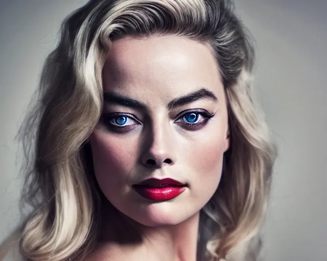 Prompt: a beautiful mix of margot robbie and amber heard, hyper realistic face, beautiful eyes, cinematic, long shot, hyper detailed, 8 5 mm photograph, 8 k resolution, film still, sharp lens, wide lens