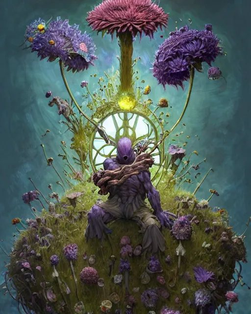 Image similar to the platonic ideal of flowers, rotting, insects and praying of cletus kasady carnage thanos nazgul doctor manhattan chtulu mandelbulb my neighbor totoro bioshock davinci heavy rain, d & d, fantasy, ego death, decay, dmt, psilocybin, art by artgerm and greg rutkowski and alphonse mucha