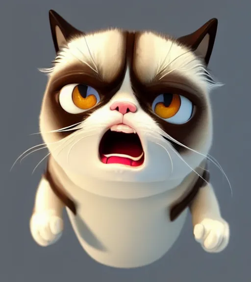 Prompt: Fanart 3D model of grumpy cat with a big giant grin on his adorable little face, kawaii grumpy cat model, lucky cat grumpy cat, trending on artstation, cycles render, character sculpt, perfect lighting, highly detailed background, For Hire 3D artist, Pixar and Industrial