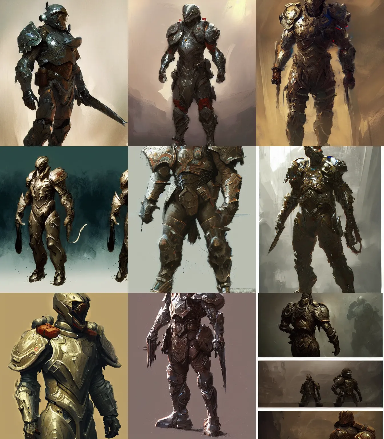 Prompt: e video game armor concept art, muted colors, intricate painting, by Craig Mullins, artstation, hyper detailed, cinematic