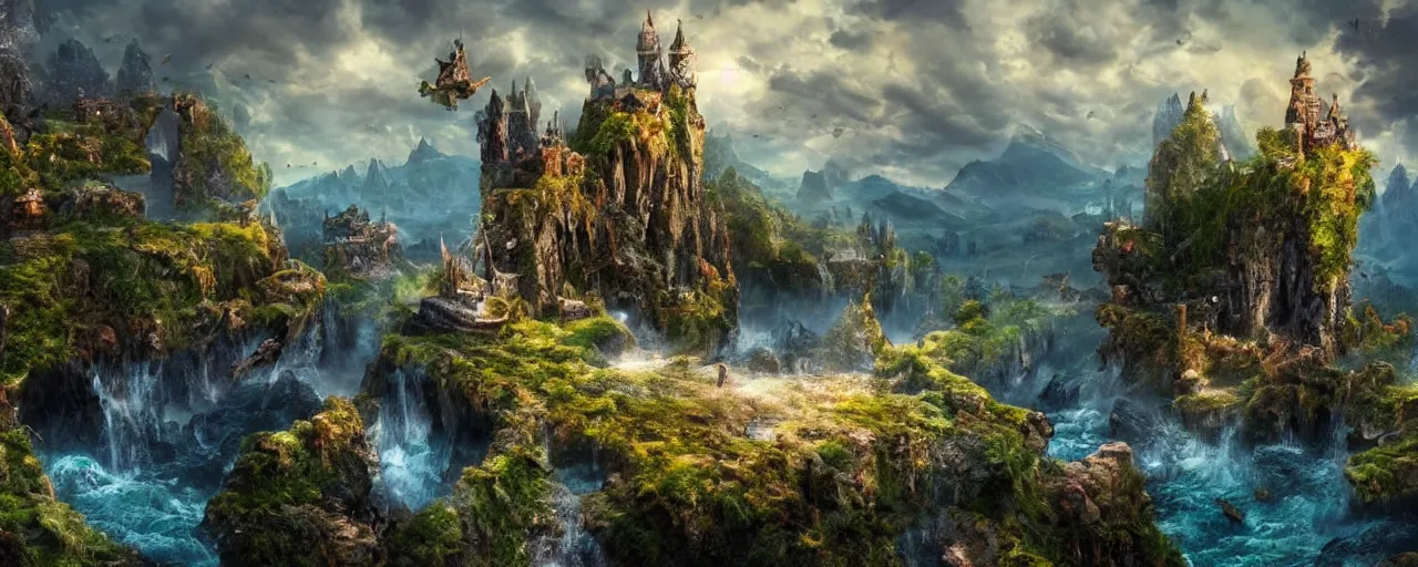 Image similar to A dream fantasy landscape, highly detailed, hyper realistic, 4k, cinematic