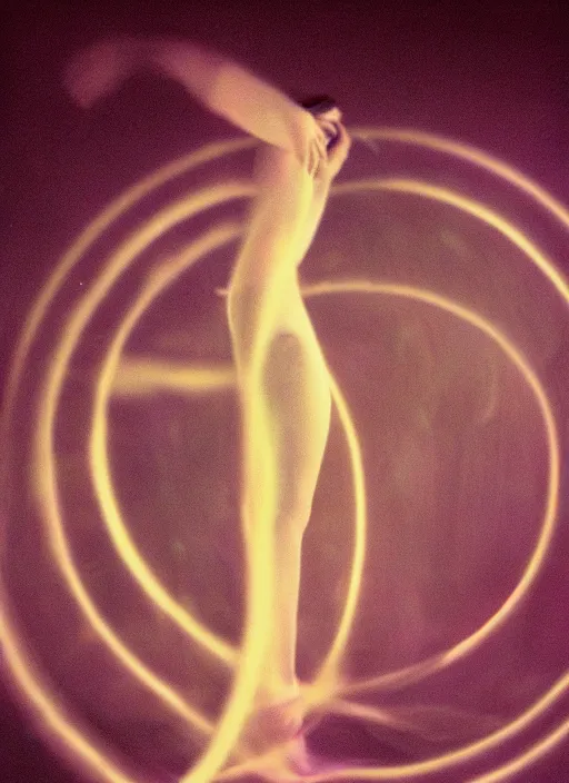 Image similar to a symmetrical female ascending astral projection, liquid glowing aura, motion blur, long exposure, film grain, cinematic lighting, experimental film, shot on 1 6 mm