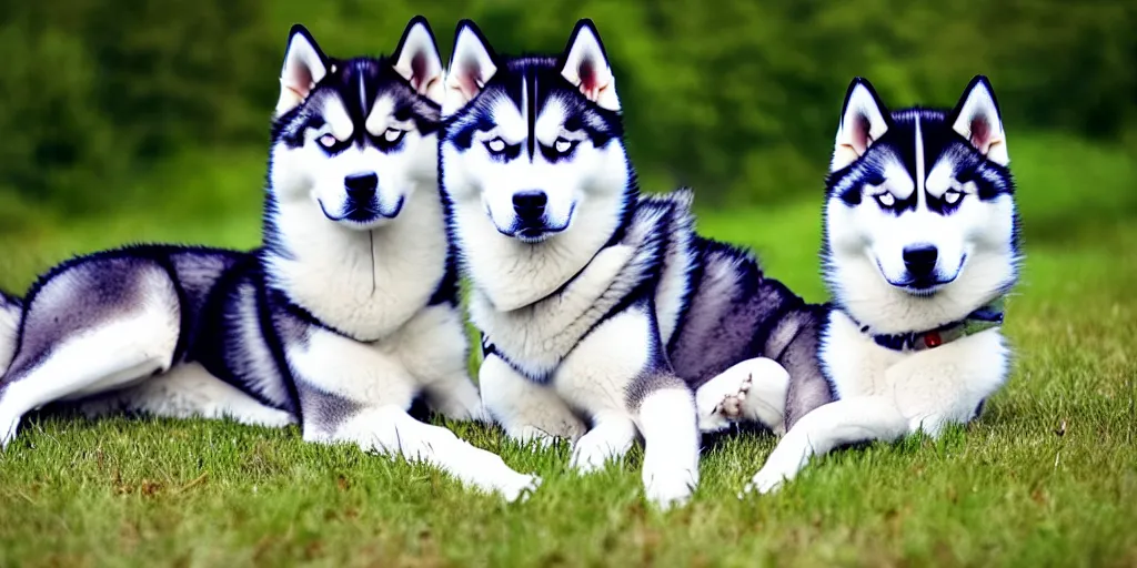 Image similar to Siberian Husky Mix Dogs, 4K quality Photorealismn