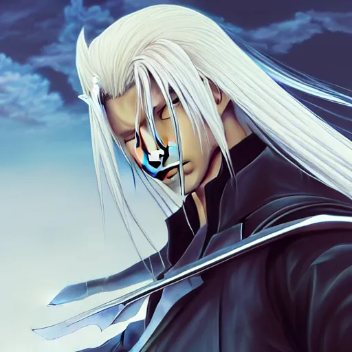 Image similar to portrait of sephiroth, anime fantasy illustration by tomoyuki yamasaki, kyoto studio, madhouse, ufotable, trending on artstation