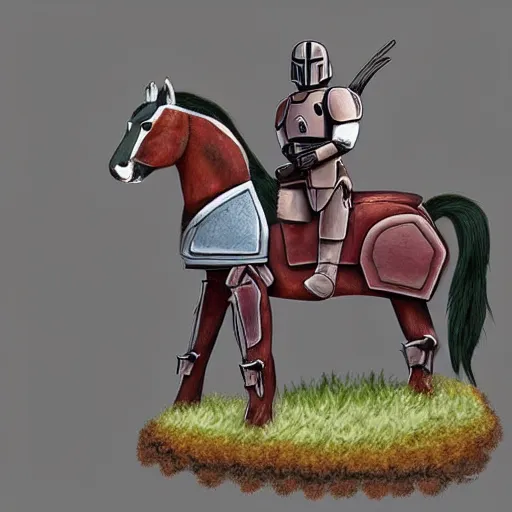 Image similar to a horse wearing mandalorian armour