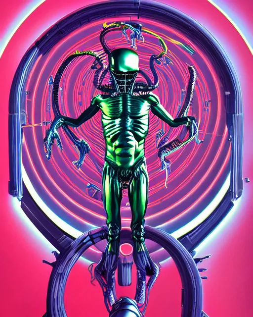 Prompt: space xenomorph as vitruvian man by james jean and shusei nagaoka, ultra wide angle, full body, no crop, golden ratio, retrofuturistic, hyper details