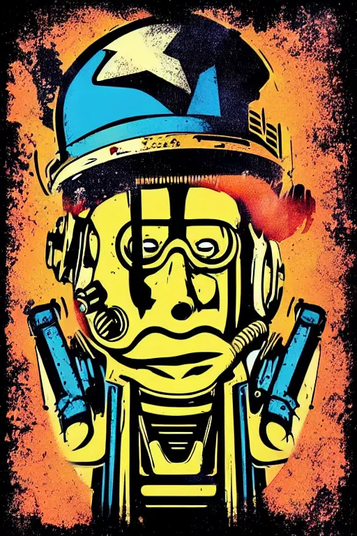 Image similar to fallout 7 6 retro futurist illustration art by butcher billy, sticker, colorful, illustration, highly detailed, simple, smooth and clean vector curves, no jagged lines, vector art, smooth andy warhol style