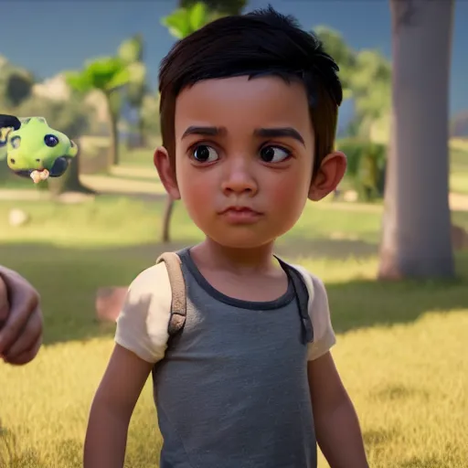 Prompt: a beautiful little boy of random ethnicity with a beautiful and detailed with blond and black hair, rendered as an unreal engine 5 video game, cinema 4 d, octane render, detailed, brawl stars, cinematographic, artstation greg rutkowski, full colors hd