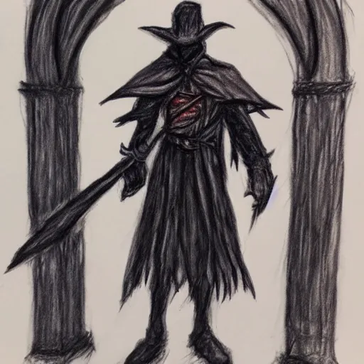 Image similar to child crayon drawing of bloodborne