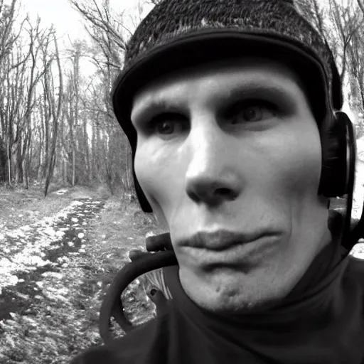 Image similar to trail cam footage of Jerma, night vision photo