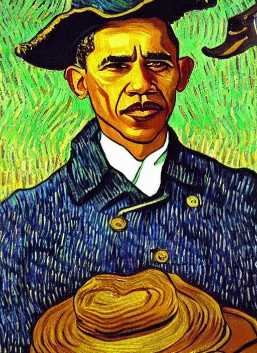 Image similar to Painting of Barack Obama as a farmer by Vincent van Gogh