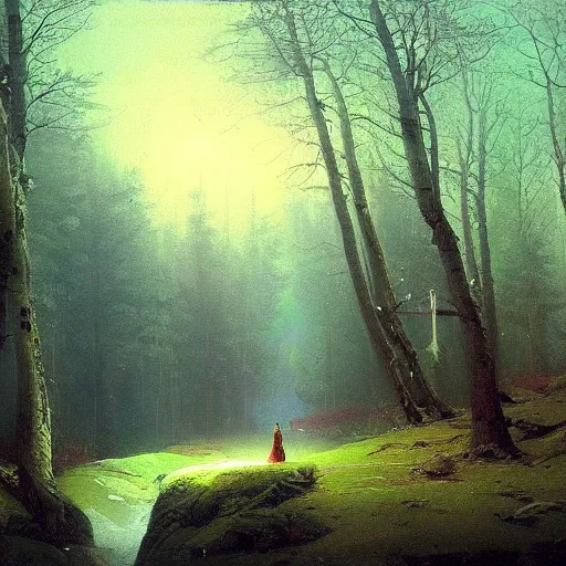 Image similar to a beautiful painting of a sacred pathway in a mysterious forest by ivan aivazovsky, trending on artstation