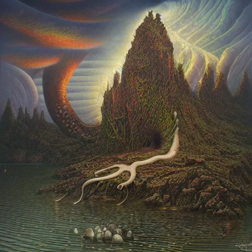 Image similar to squid lake. art by tomasz alen kopera.