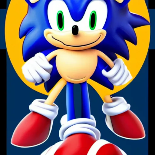 Prompt: sonic the hedgehog, smiling, unnatural grin, horror, creepy, smoke, black, dark, glow