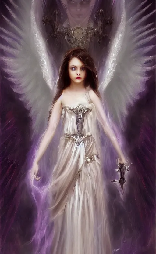 Prompt: Angel knight gothic girl. By Konstantin Razumov, Fractal flame, highly detailded