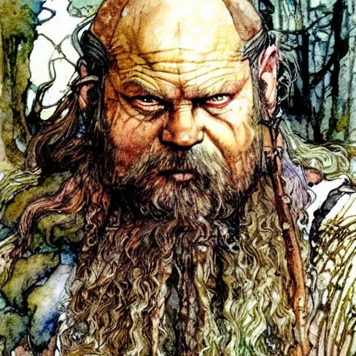 Image similar to a realistic and atmospheric watercolour fantasy character concept art portrait of urho kekkonen as a druidic warrior wizard looking at the camera with an intelligent gaze by rebecca guay, michael kaluta, charles vess and jean moebius giraud