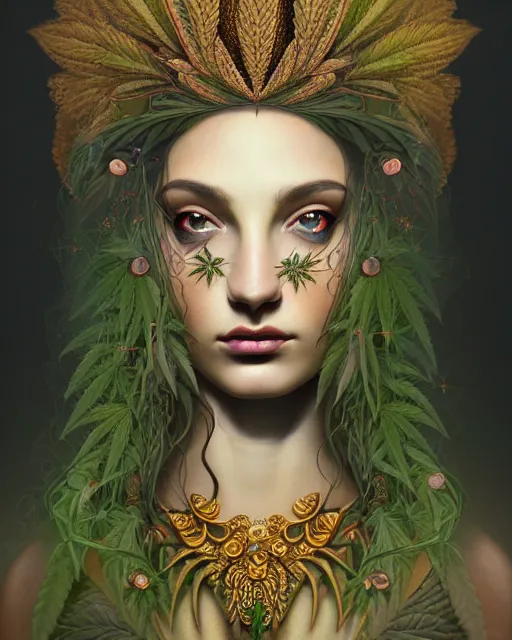 portrait of beautiful cannabis goddess, enigmatic | Stable Diffusion ...