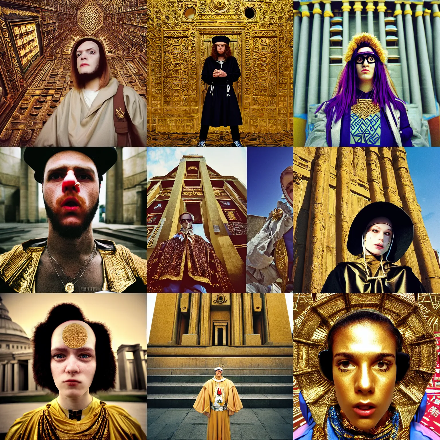 Prompt: kodak portra 4 0 0, 8 k, highly detailed, three point perspective ; beautiful extreme closeup street fashion portrait : masonic style templar wachowski film still inspired by alchemy ( 2 0 5 0 ) temple ritual scene, h radiant master of ceremony regalia, designed babylonian temple background, highly detailed, golden ratio composition