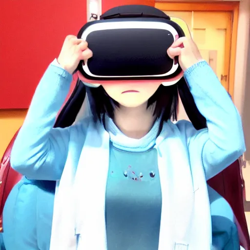 Image similar to Himouto! Umaru-chan wearing a vr headset