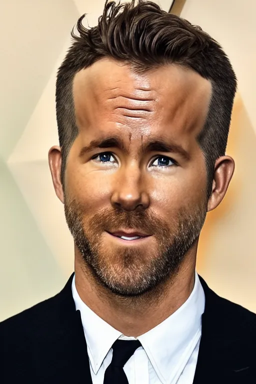 Image similar to ryan reynolds with head of rye, photorealistic