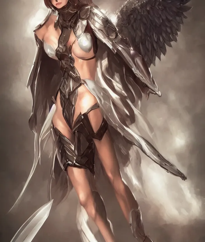 Image similar to Concept art, angel knight girl, artstation trending, artgerm highly detailded