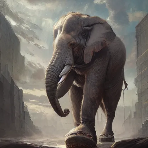 Image similar to a commission of a muscular athropomorphic elephant,digital art,art by greg rutkowski,charles bowater,ross tran,hyperdetailed,detailed face,photorealistic,professional lightimg,dramatic,cool,award winning,2022,victorian