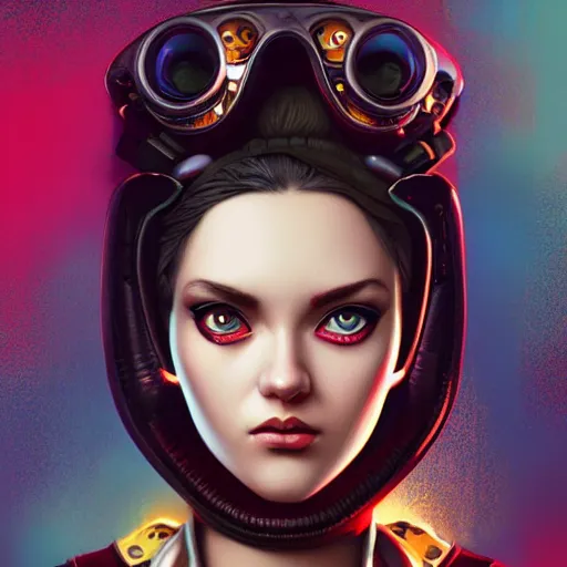 Prompt: lofi clockpunk portrait, pixar style, by tristan eaton stanley artgerm and tom bagshaw.