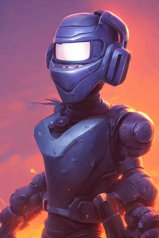 Image similar to epic mask helmet robot ninja portrait stylized as fornite style game design fanart by concept artist gervasio canda, behance hd by jesper ejsing, by rhads, makoto shinkai and lois van baarle, ilya kuvshinov, rossdraws global illumination radiating a glowing aura global illumination ray tracing hdr render in unreal engine 5