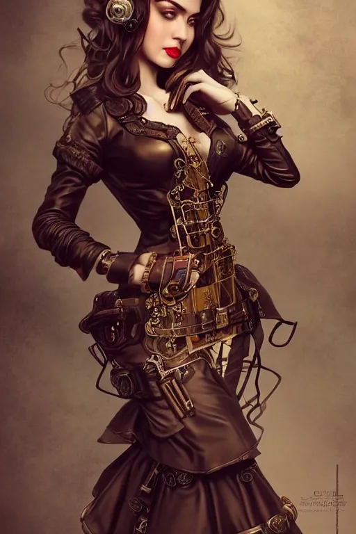 Prompt: full body photo of a gorgeous young woman wearing a steampunk dress in the style of stefan kostic, realistic, sharp focus, 8k high definition, insanely detailed, intricate, elegant, art by stanley lau and artgerm