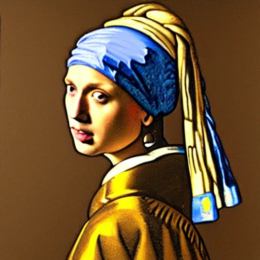 Prompt: painting of Henry Cavill posed in the style of ‘Johannes Vermeer girl with a pearl earring’, hyperrealistic, moody lighting, golden hour