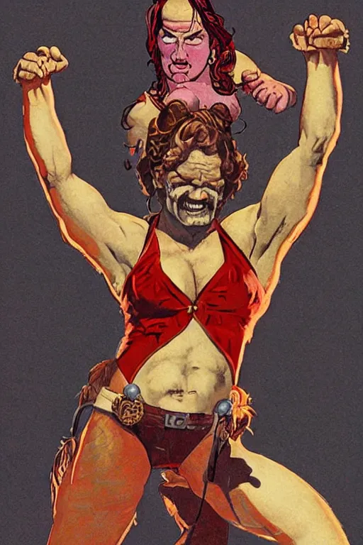 Image similar to sasha. Smug old west circus wrestler. concept art by James Gurney and Mœbius.