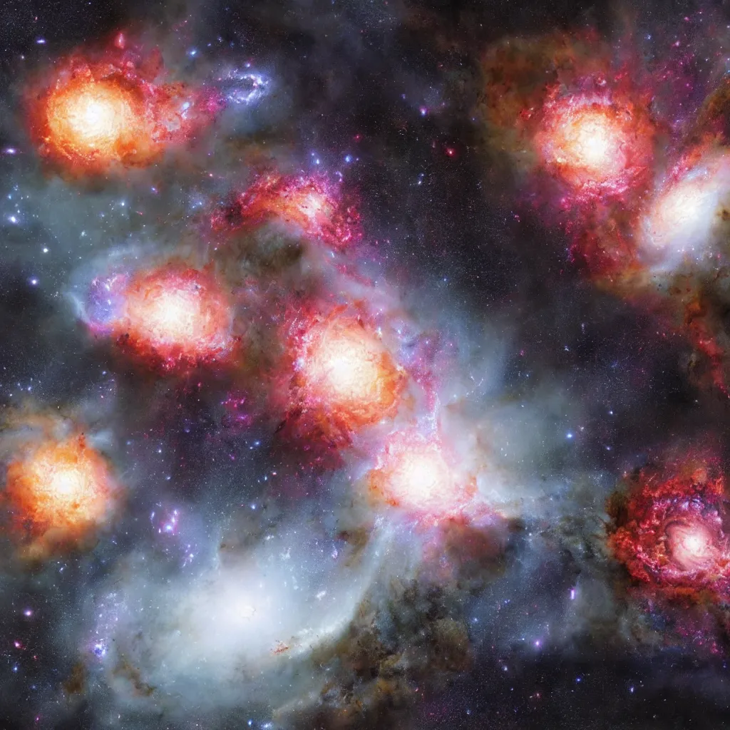 Prompt: Supernovae event collision galaxies, Greg Rutkowski