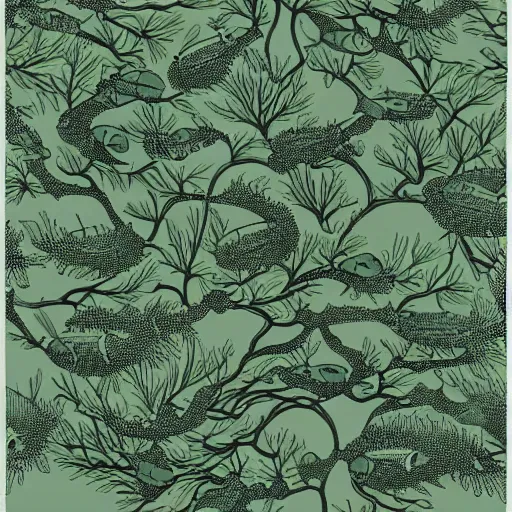 Prompt: aquatic summer shoal bean juniper, by de es schwertzberger and jane graverol, rococo, line art