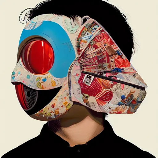 Image similar to portrait of people with sanitary mask, Tristan Eaton, artgerm, Victo Ngai, RHADS, ross draws