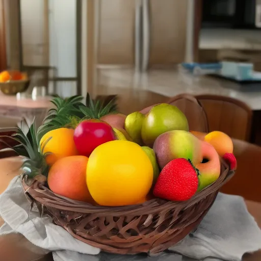 Image similar to a fruit basket on top of a kitchen table