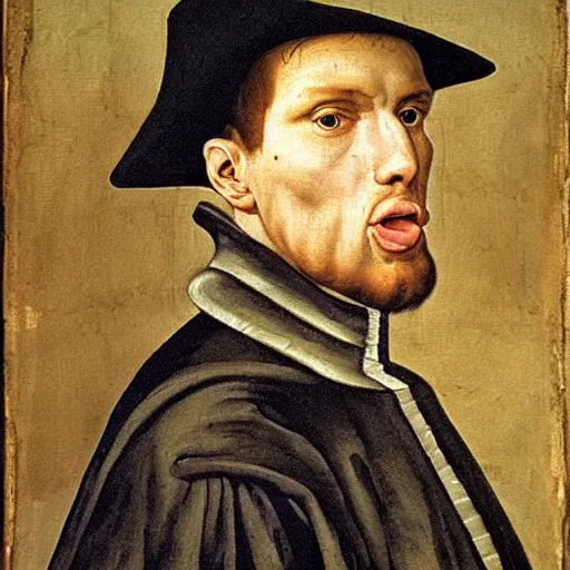 Image similar to A 16th century mannerism painting of Jerma985, portrait of Jerma985, grainy, realistic, very realistic, hyperrealistic, highly detailed, very detailed, extremely detailed, very neat, very epic, very cool, detailed, trending on artstation