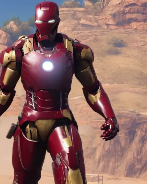 Image similar to robust bulky and sleek iron man suit in red dead redemption 2, cinematic, photorealistic